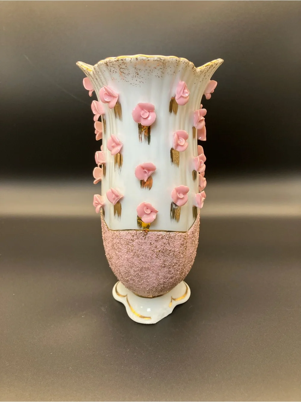 Vintage Pink Floral Accent Vase